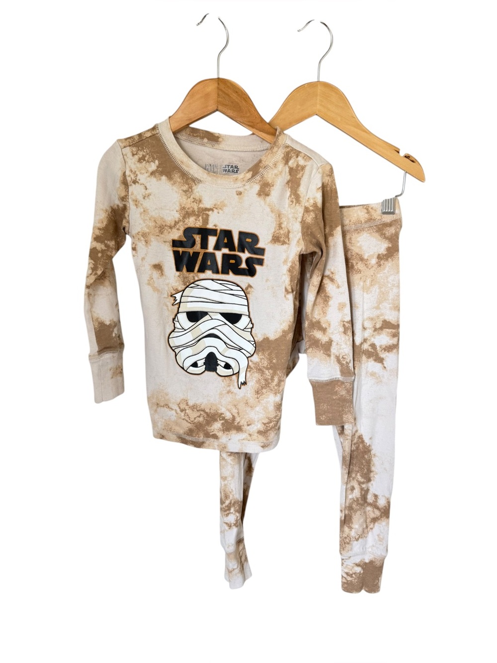 GAP Star Wars Kids Beige Tie-Dye Stormtrooper Pajama Set Organic Cotton